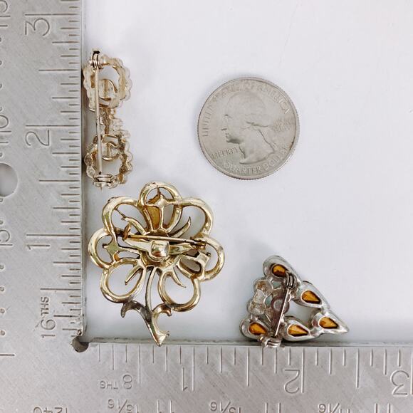 Vintage Scatter Pin Lot Rhinestone Faux Pearl 50s 60s Mid Century Brooches - Picture 10 of 10